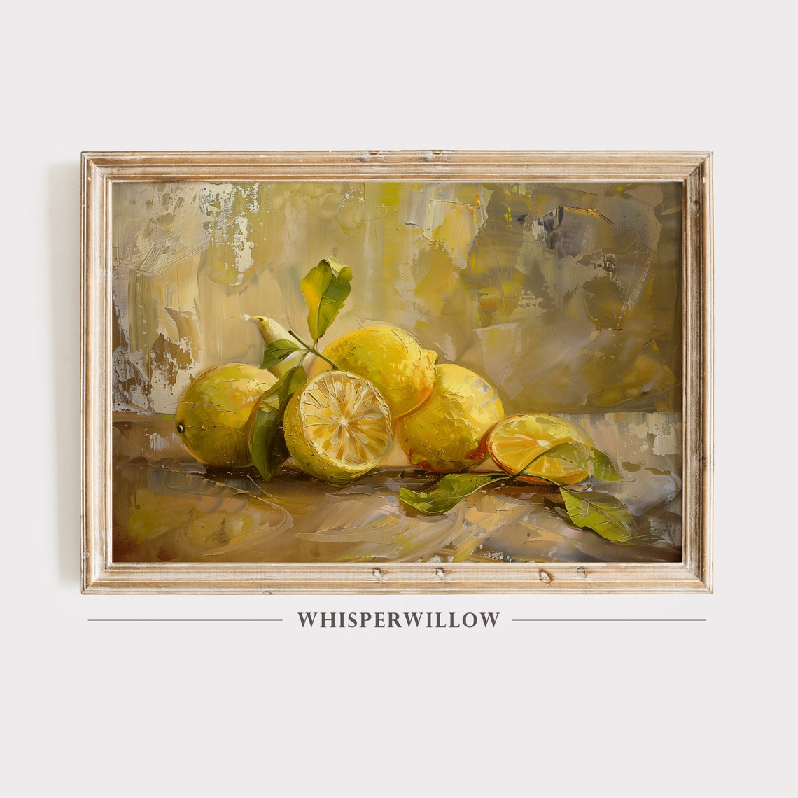 Fresh Lemons With Green Leaves Bright Citrus Still Life Art Poster