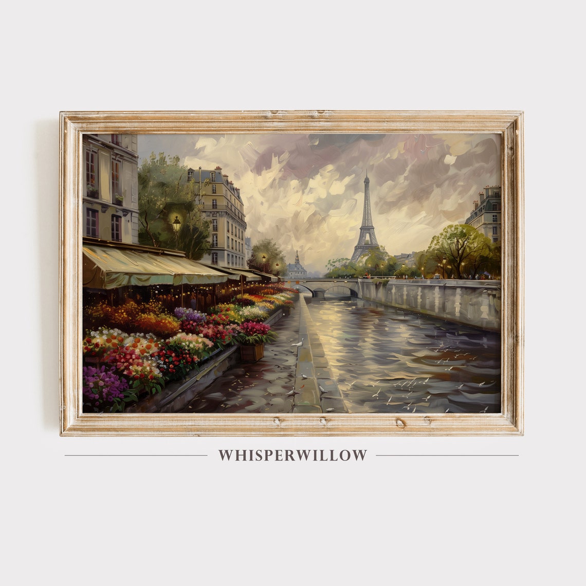 Paris Flower Market Eiffel Tower Romantic Seine Riverside Poster