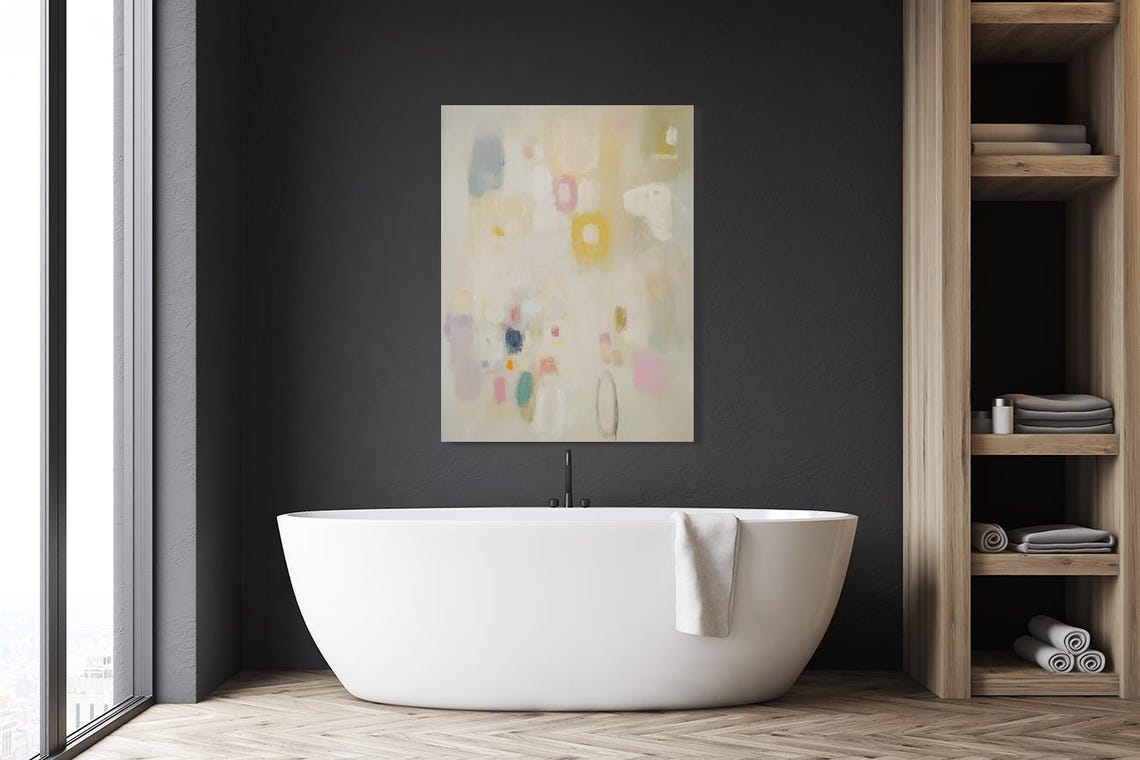 Soft Beige Pastel Abstract Shapes Minimalist Painting Poster - Image 2