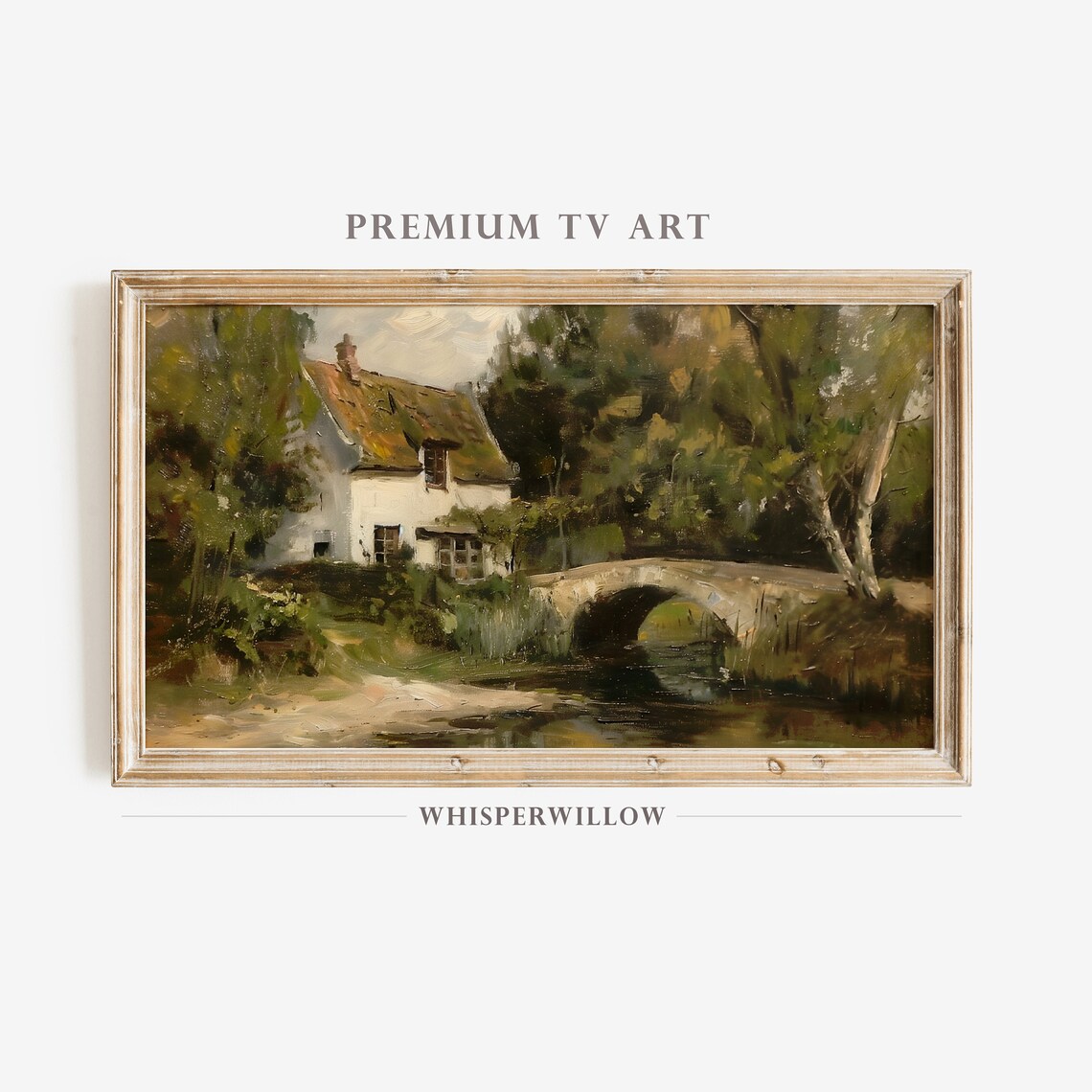 Denmark Cabin River Vintage Bridge Landscape Art Print