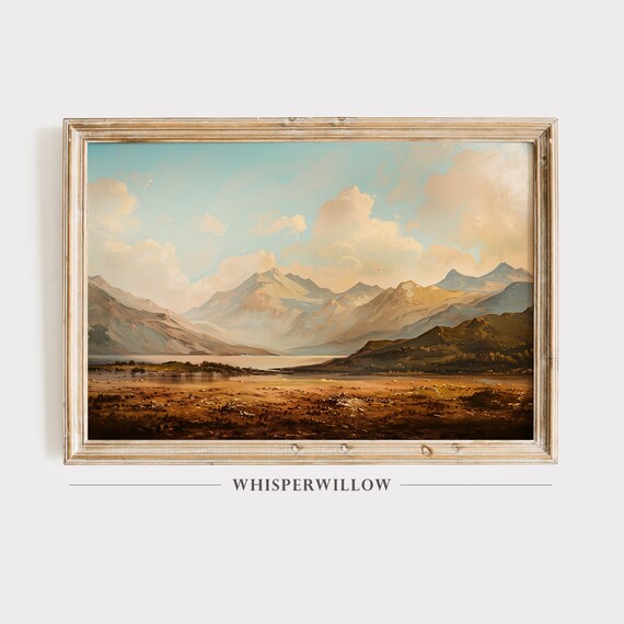 Vintage Mountain Landscape Oil Painting Print Nature Print Outdoor Landscape Art Wall Decor Instant Print