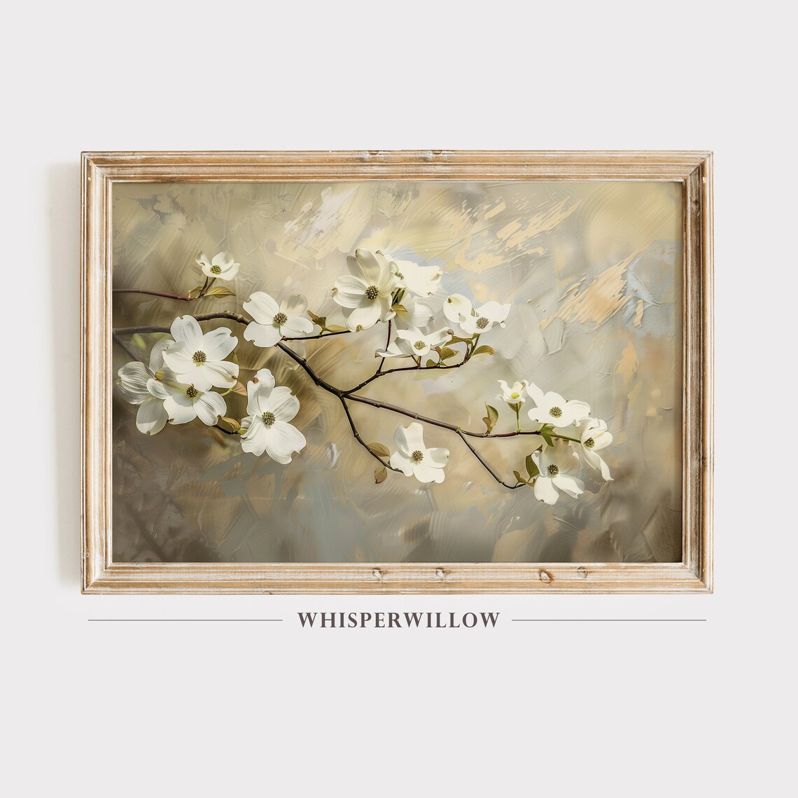 Dogwood Blossoming Branch Vintage Painting Art Print