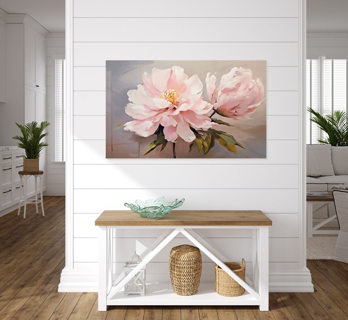 Soft Pink Peonies Blossom Floral Painting Romantic Spring Art Poster - Image 3