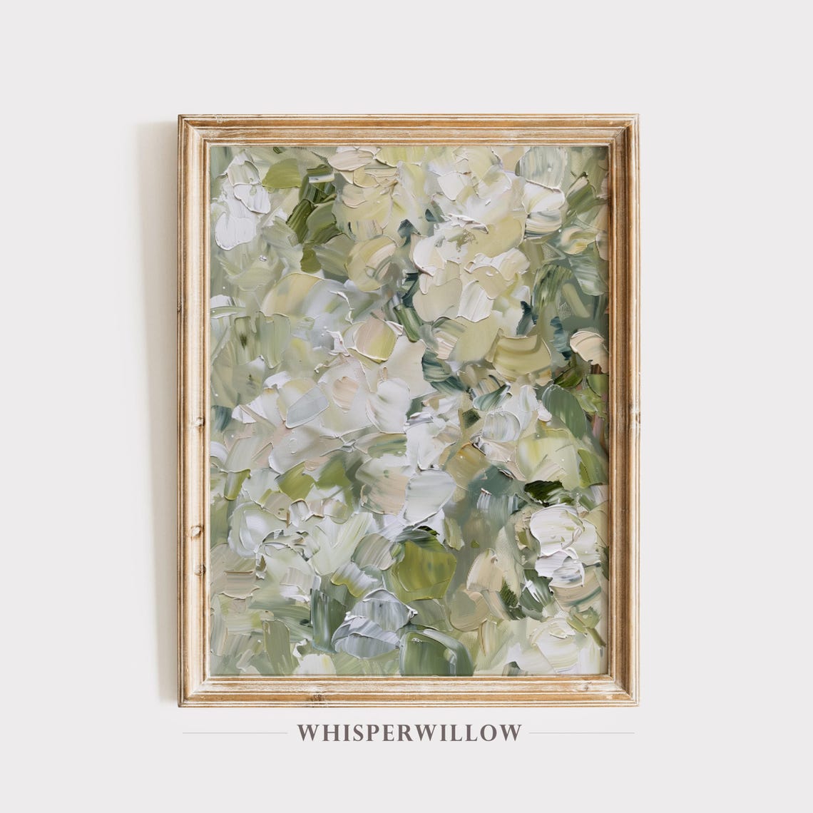 Abstract Sage Beige White Leaves Painting Modern Floral Poster