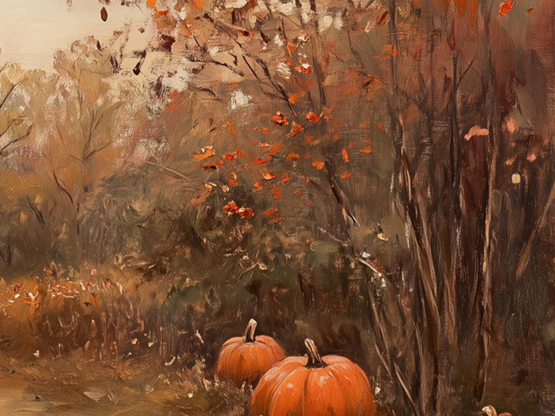 Autumn Lake Reflecting Bright Orange Fall Trees Painting Poster - Image 6