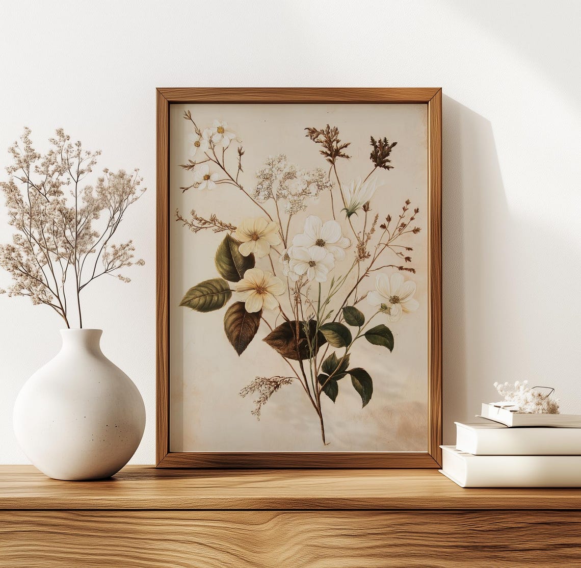 Vintage Herbarium Style Wildflower Botanical Study Cream Poster - Image 5