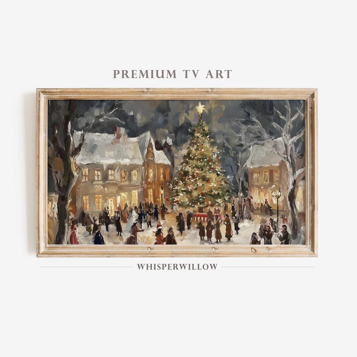 Christmas Eve Village Square with Grand Lit Tree Night Poster
