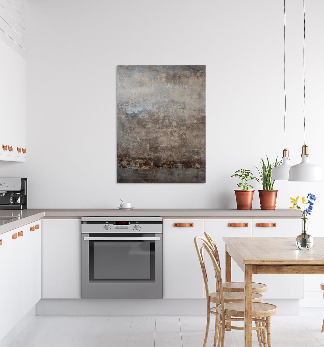 Black Neutral Tones Abstract Oil Painting Print Modern Accent Art Minimalist Wall Decor - Image 2
