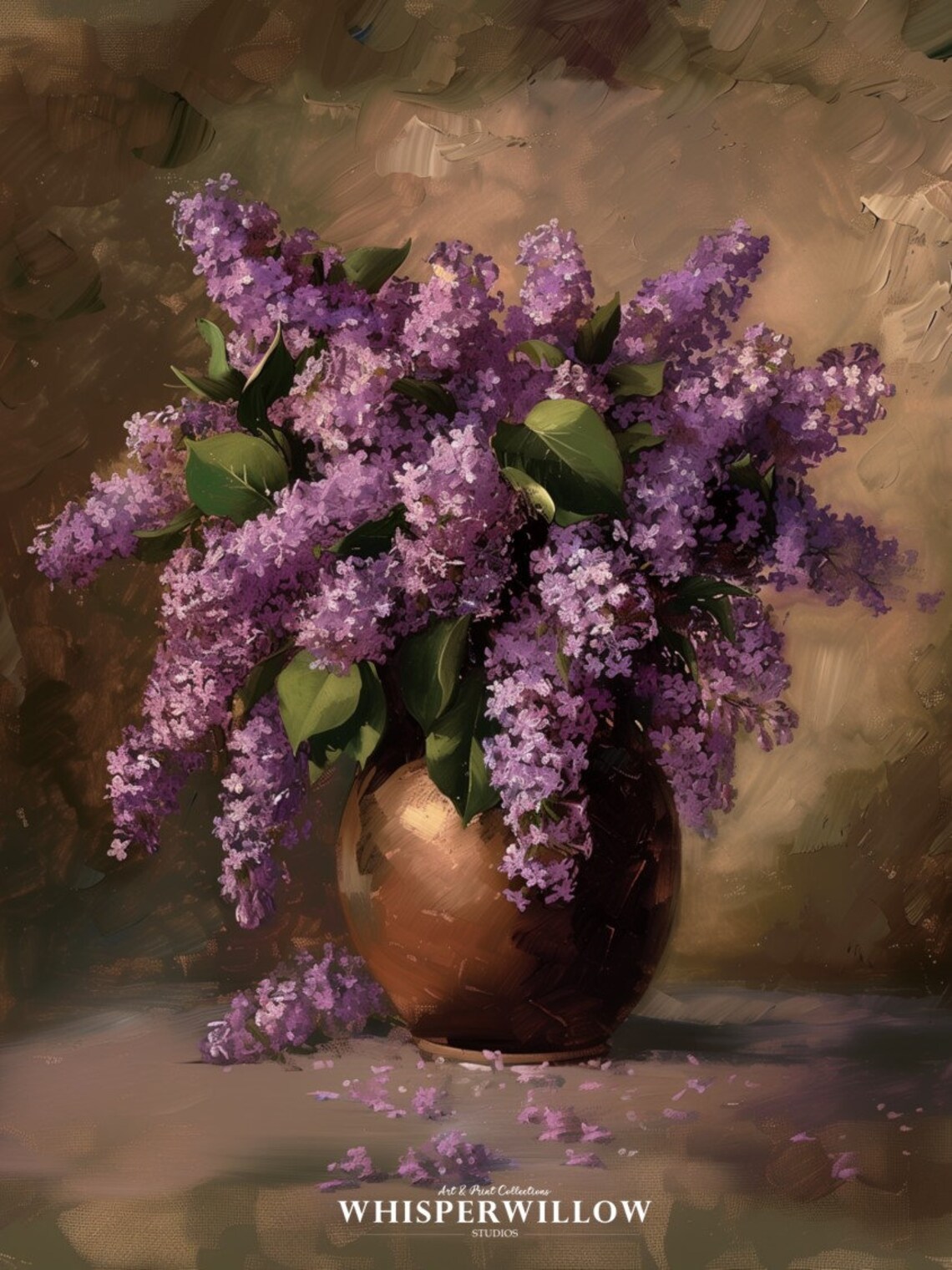 Lilac Bouquet Still Life Vintage Painting Art Print - Image 6