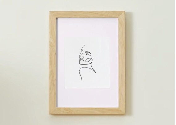 Minimal Black Line Art Woman Face Profile Modern Sketch Wall Art