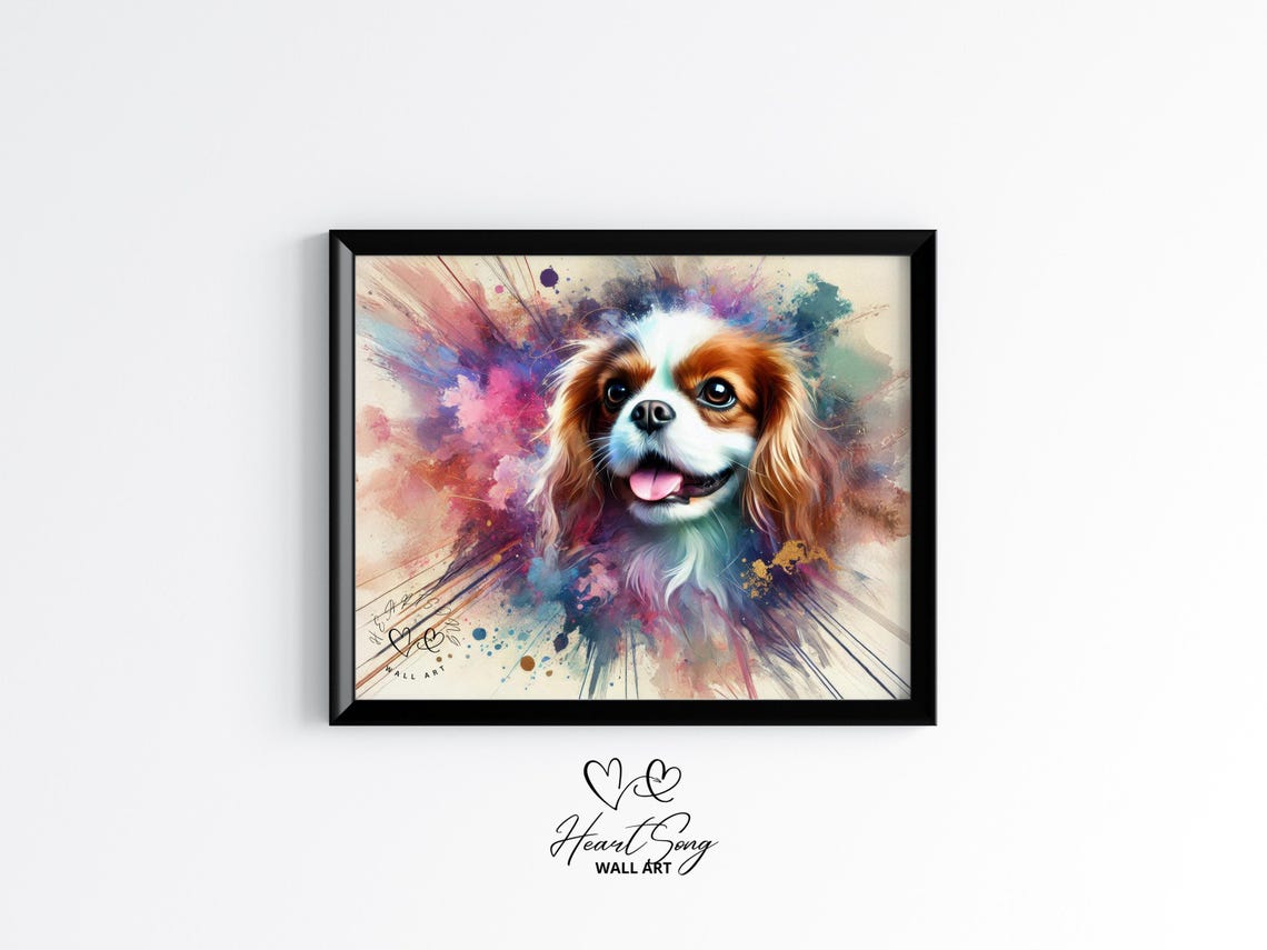 Cavalier King Charles Spaniel Art Expressive Watercolor Dog Portrait Colorful Abstract Animal Modern Wall Decor 38