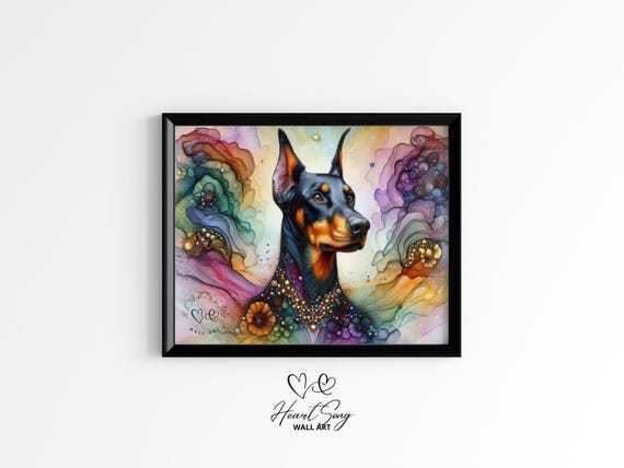 Doberman Pinscher Dog Painting Rustic Abstract Wall Art As An Expressive Portrait For Modern Decor Lovers 863