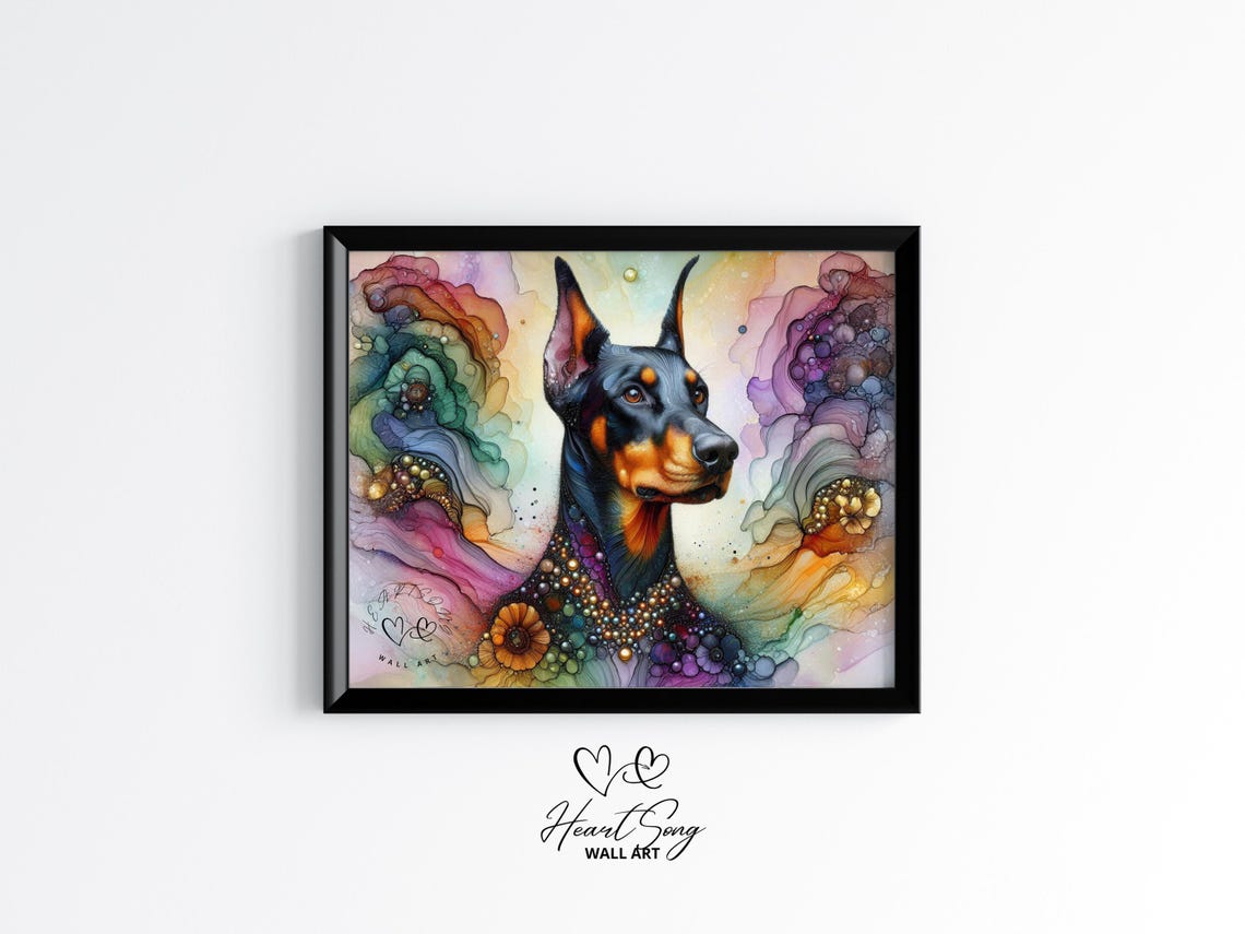 Doberman Pinscher Dog Painting Rustic Abstract Wall Art As An Expressive Portrait For Modern Decor Lovers 863