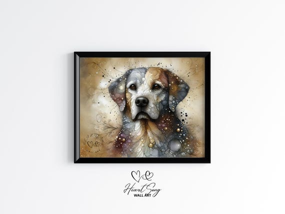 Labrador Retriever Dog Painting Rustic Abstract Wall Art With Moody Layers And Ink Texture For Modern Decor Lovers 896
