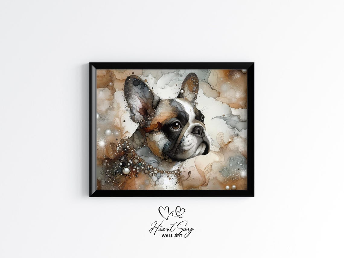 French Bulldog Dog Painting Rustic Abstract Wall Art As A Vibrant Alcohol Ink Artwork For Modern Decor Lovers 869