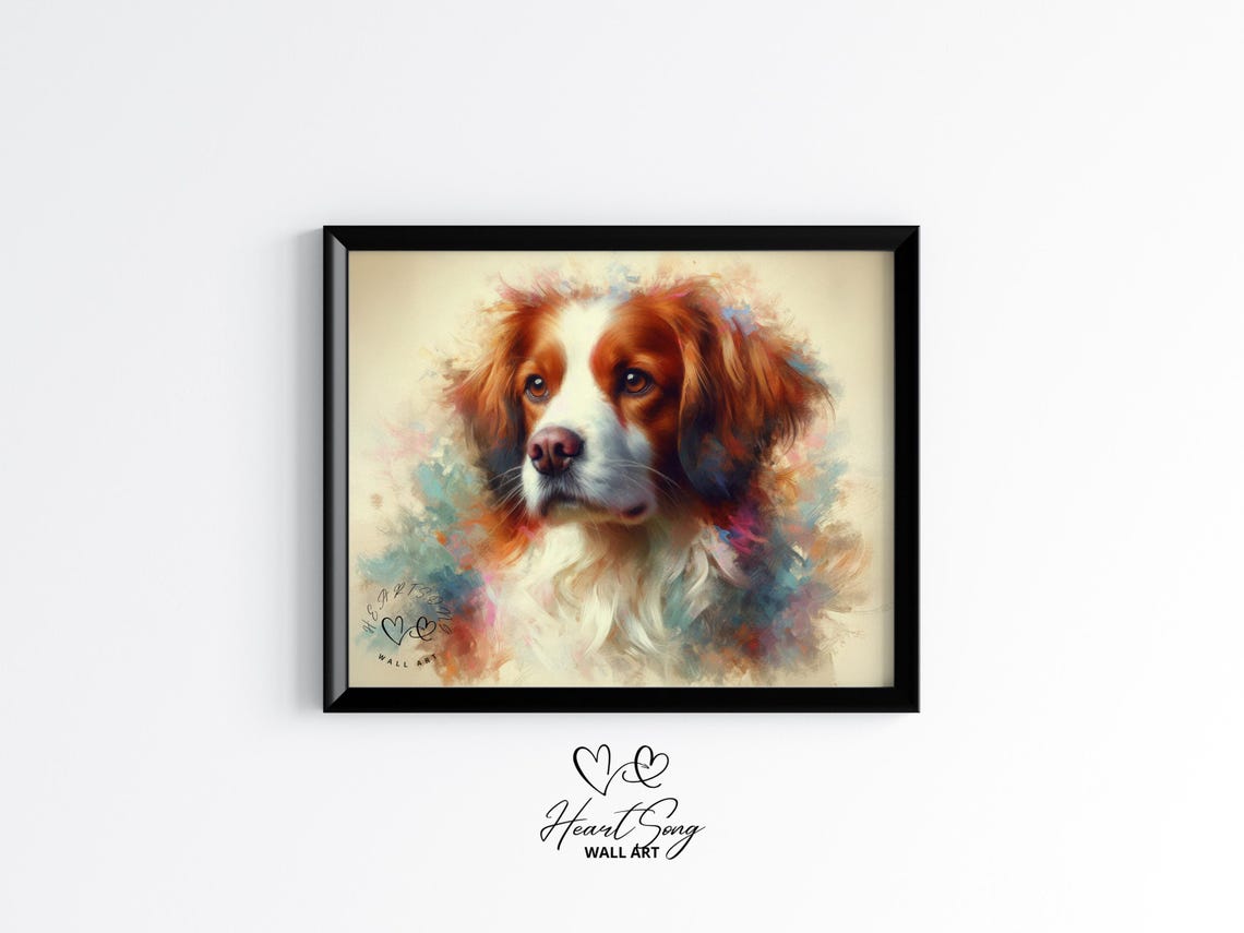 Brittany Spaniel Watercolor Portrait Dreamy Pastel Dog Poster