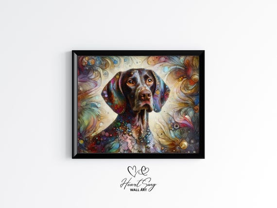 German Shorthaired Pointer Dog Painting Rustic Abstract Wall Art With Painterly Alcohol Ink Swirls For Modern Decor Lovers 876