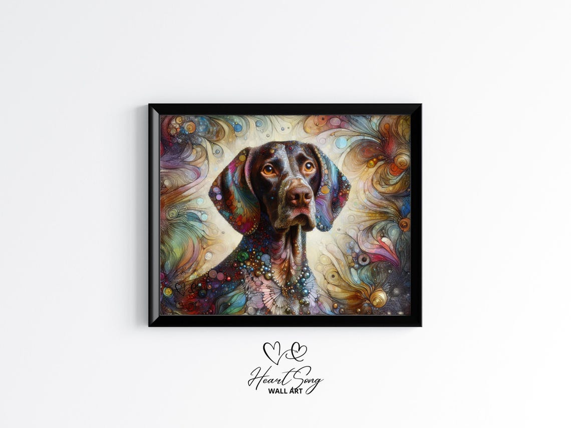 German Shorthaired Pointer Dog Painting Rustic Abstract Wall Art With Painterly Alcohol Ink Swirls For Modern Decor Lovers 876