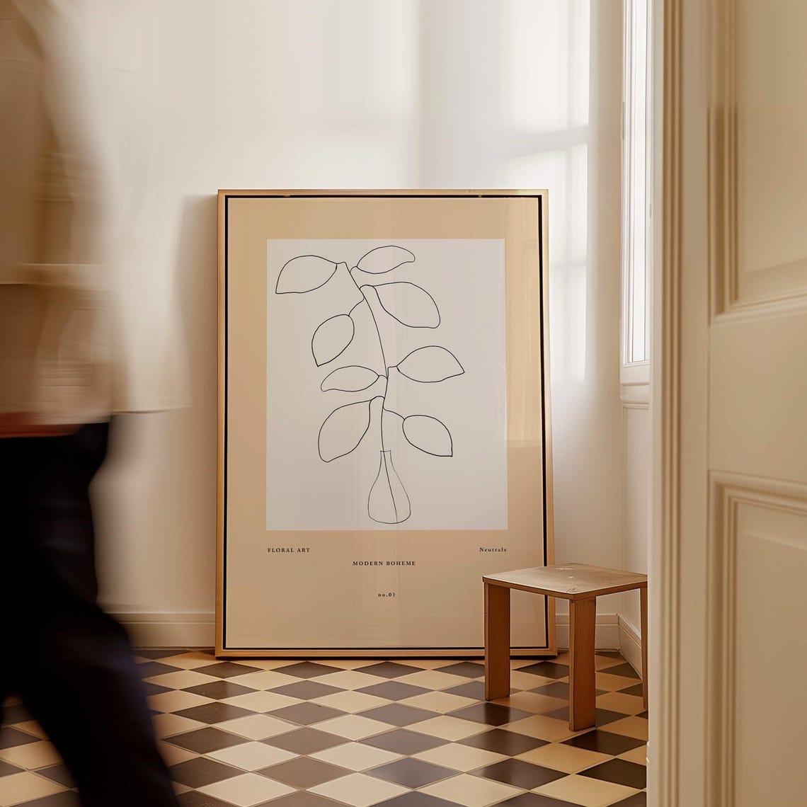 Neutral Minimalist Citrus Branch Line Sketch Botanical Art Poster - Image 3