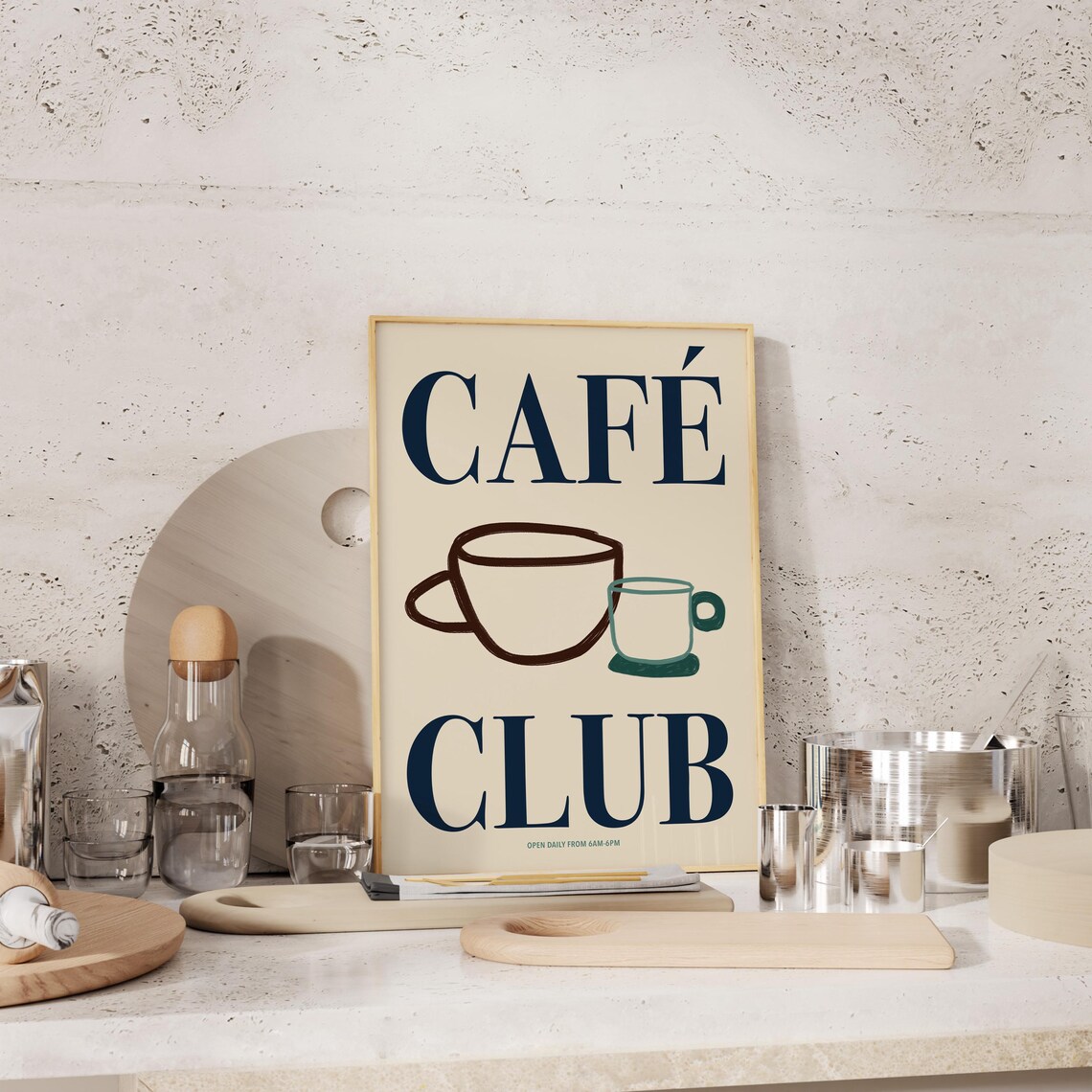Coffee Club Print Typography Poster Cafe Print Mid Century Print Coffee Bar Decor Wall Art Trendy Kitchen Poster Hand Drawn - Image 3