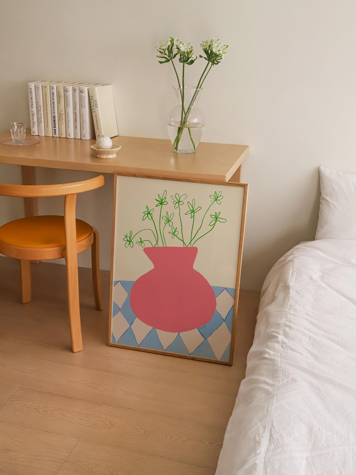 Retro Floral Vase, Boho Botanical Wall Art Print - Image 3