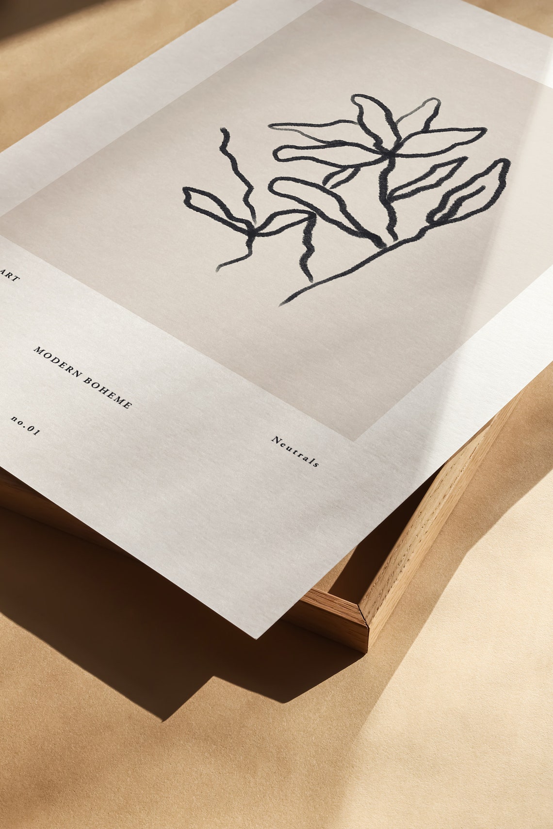 Black Line Botanical Sketch Floral Art Minimalist Neutral Tone Poster - Image 3