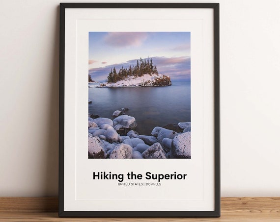 Hiking the Superior Trail United States Winter Snow Shore Poster