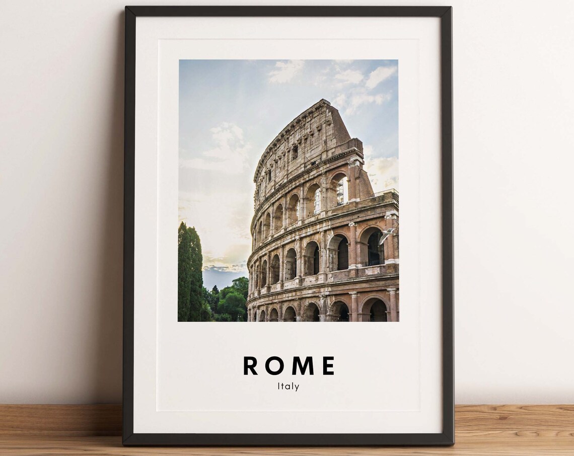 Rome Italy Travel Poster of the Colosseum Ancient Roman Amphitheater