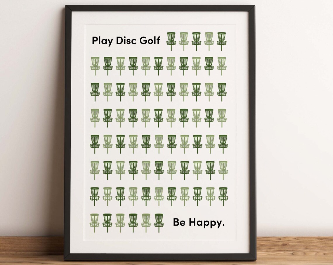 Play Disc Golf Be Happy Print Disc Golf Poster Disc Golf Frisbee Golf Frisbee Golf Art Disc Golf Gift