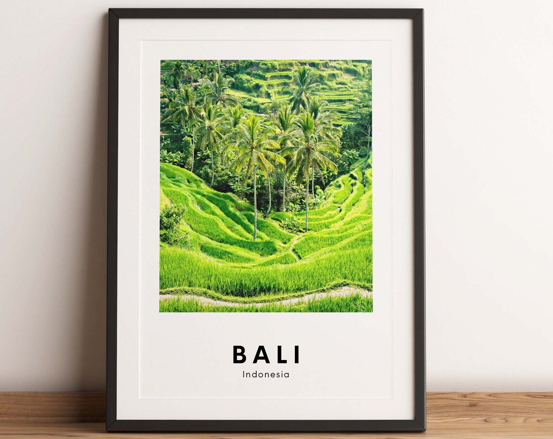 Bali Indonesia Lush Green Rice Terraces Jungle Travel Poster