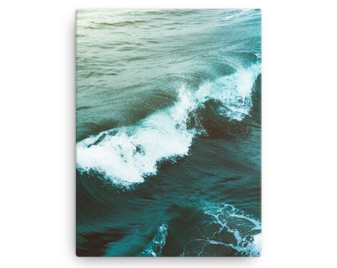 Turquoise Ocean Wave Aerial Surf Cresting Foam Coastal Wall Art Poster