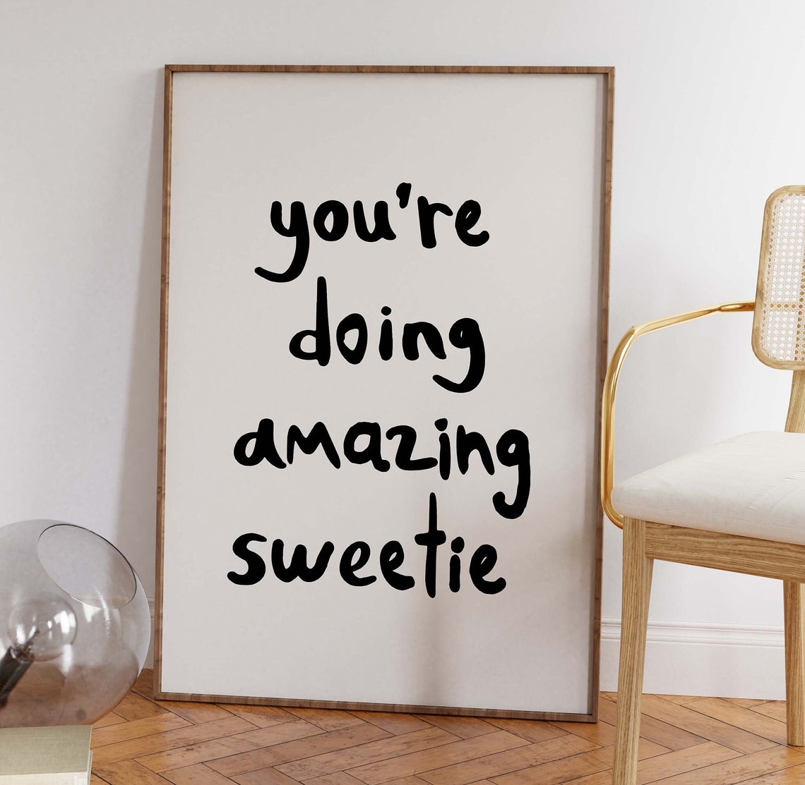 You're Doing Amazing Sweetie Bold Black Typography Quote Poster