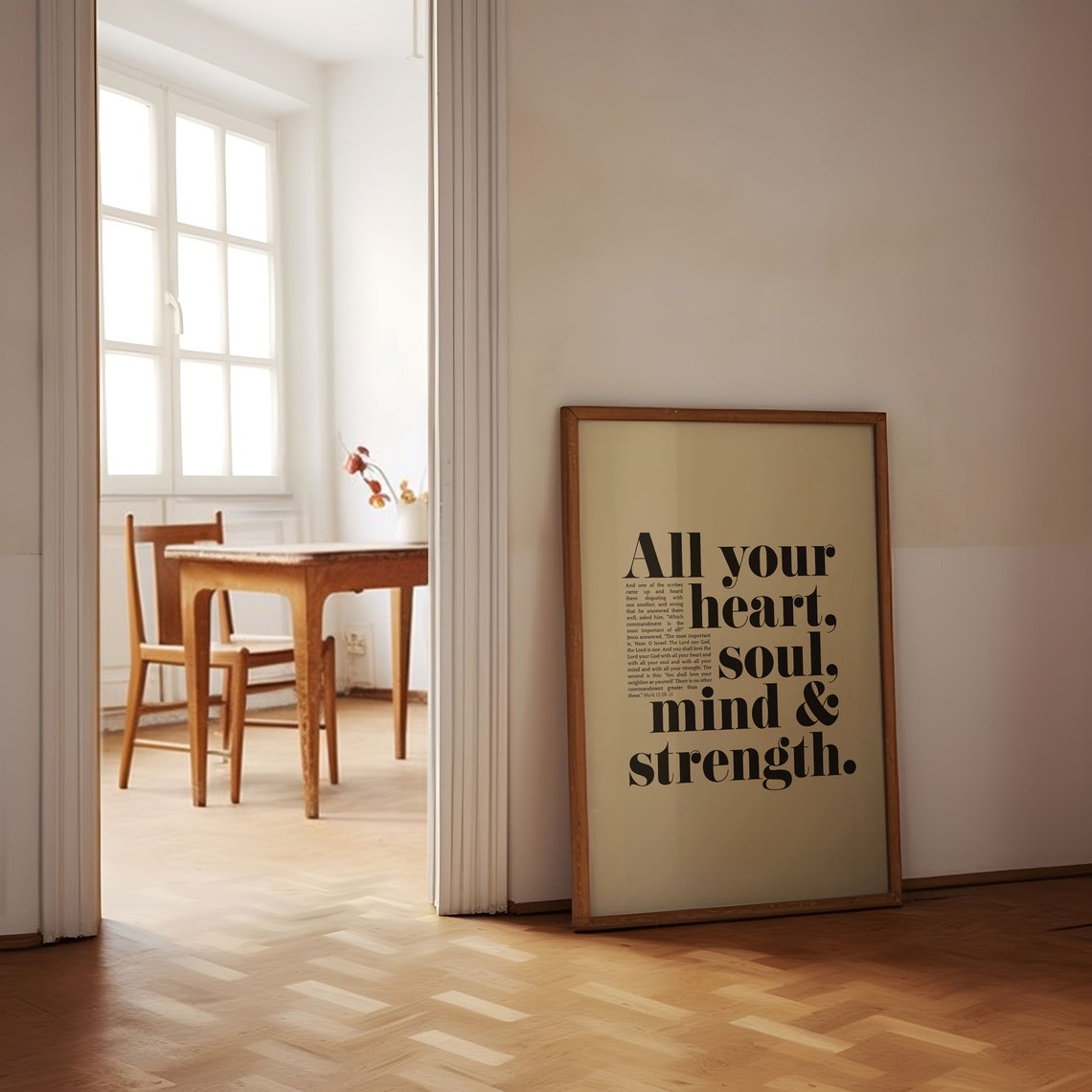 Mark 12:30 Love The Lord Heart Soul Mind Strength Bible Verse Poster - Image 4
