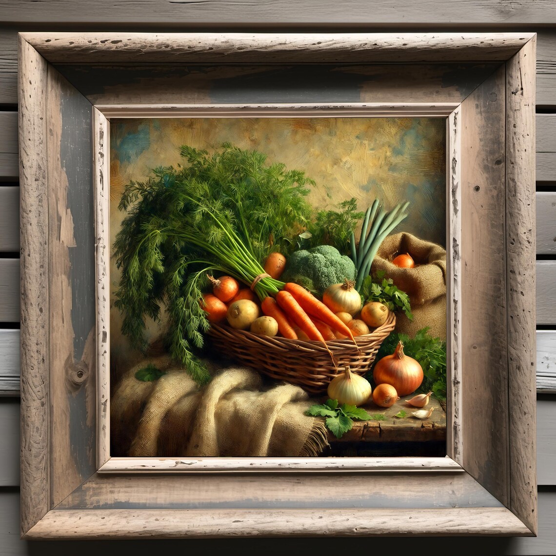 Rustic Vegetable Still Life Wall Art Farmhouse Basket With Fresh Produce Print Kitchen Dcor Gift Idea For Her Farmhouse - Image 3