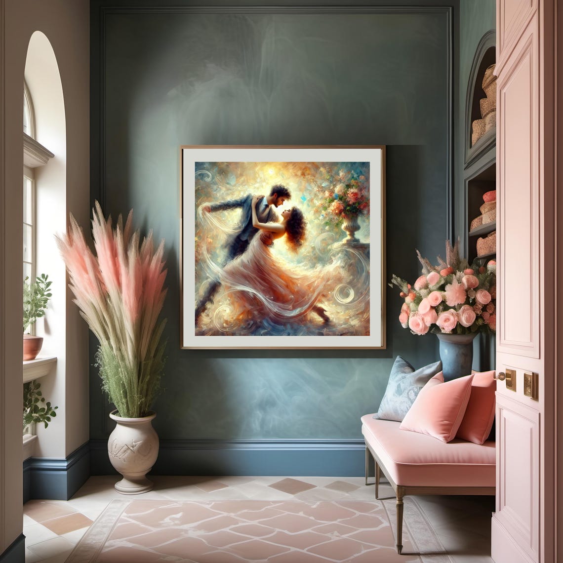 Romantic Couple Dancing Impressionist Pastel Love Scene Print - Image 2