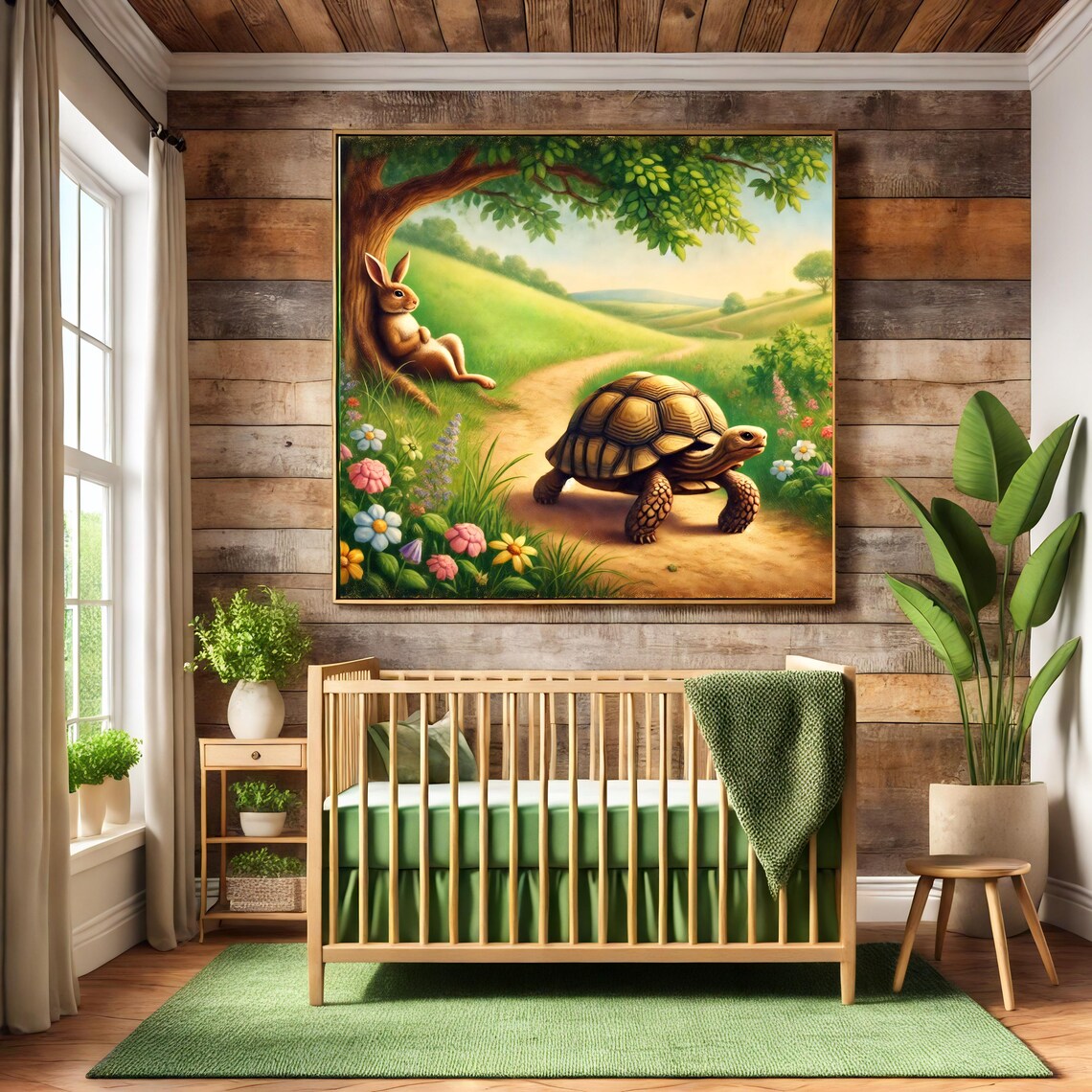 The Tortoise And The Hare Classic Fable Country Path Art Poster - Image 3