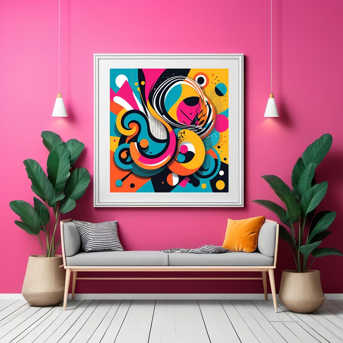Abstract Pop Art Bold Graphic Swirls Vibrant Color Modern Wall Poster - Image 2