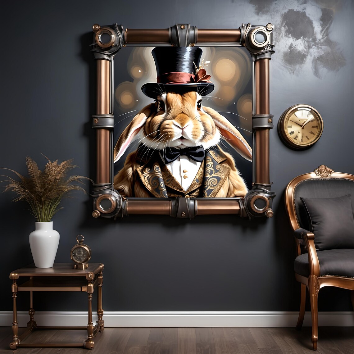 Victorian Rabbit in Top Hat, Vintage Bunny Art Print - Image 3