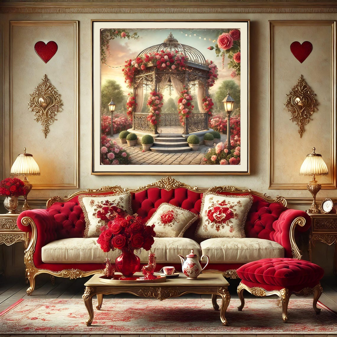 Rose Covered Iron Gazebo Garden Vintage Romantic Rose Poster - Image 3