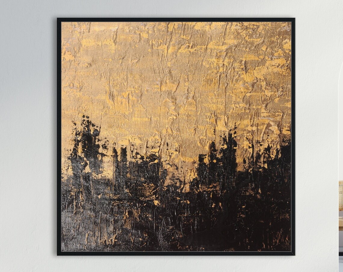 Gold Black Abstract Art, Modern Wall Art Print - Image 2
