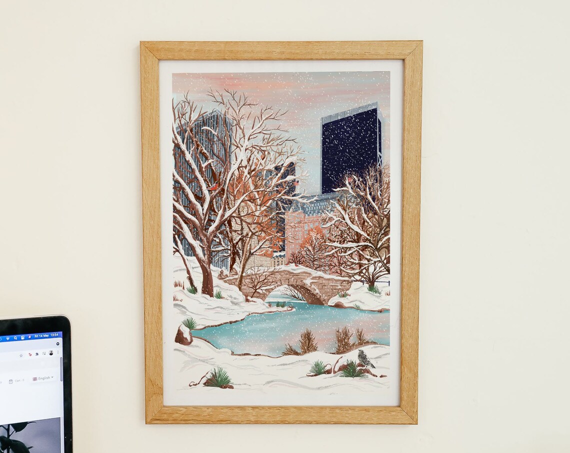 New York Central Park Winter Scene Art Print - Image 2