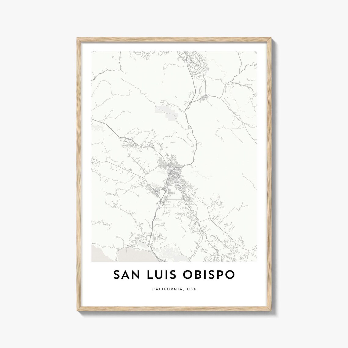 San Luis Obispo California City Street Map Minimalist Travel Poster