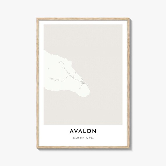 Avalon California Minimalist City Street Map Art Poster for Home