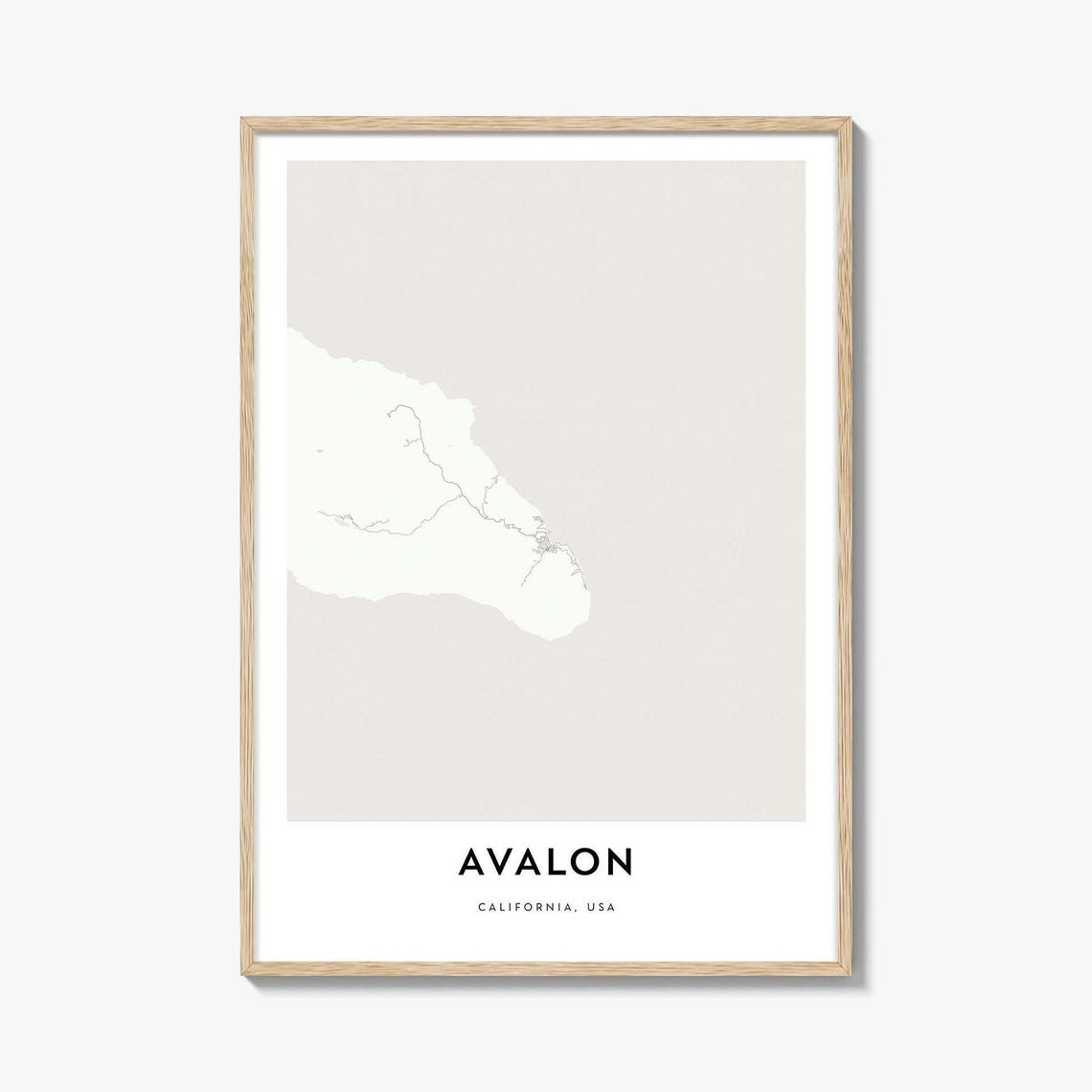 Avalon California Minimalist City Street Map Art Poster for Home