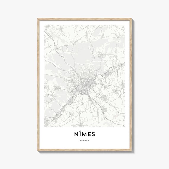 Minimalist Nimes France Street Map City Line Art Wall Decor Print