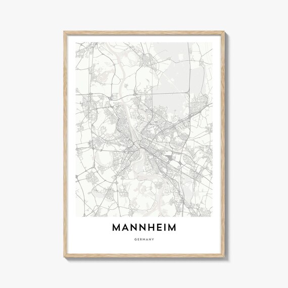 Mannheim Germany Rhine City Minimalist Street Map Travel Poster