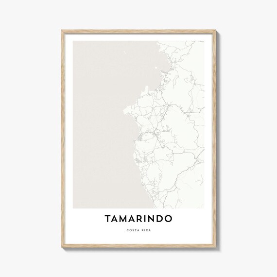 Tamarindo Costa Rica Pacific Coast City Map Art Decor Poster