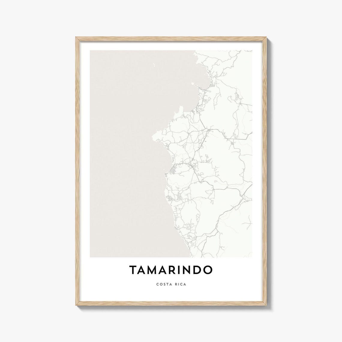Tamarindo Costa Rica Pacific Coast City Map Art Decor Poster