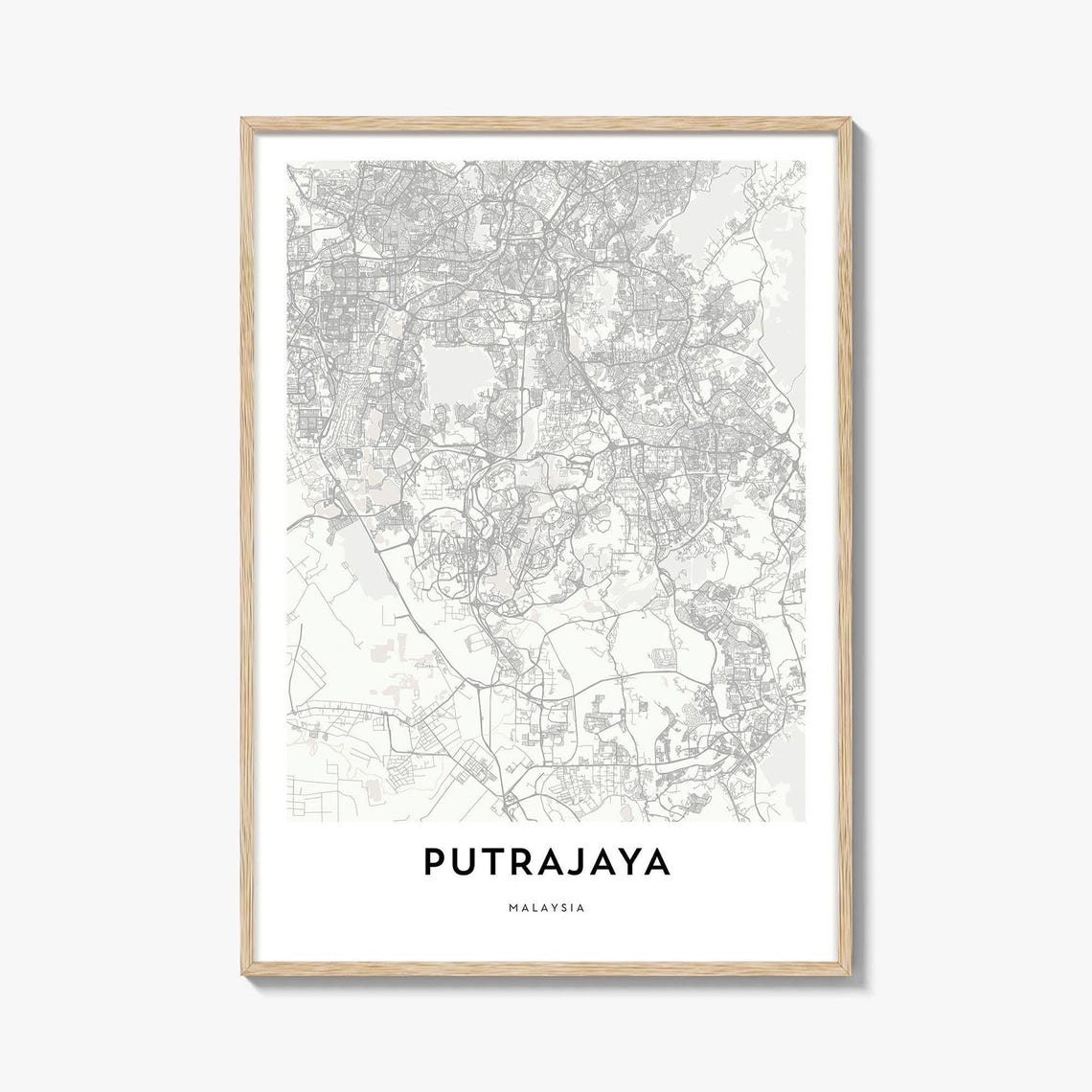 Putrajaya Malaysia Minimalist Black And White City Map Art Print