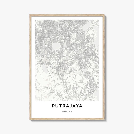 Putrajaya Malaysia Minimalist Black And White City Map Art Print
